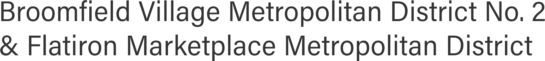 logo, Broomfield Village Metro District and Flatirons Marketplace Metro District